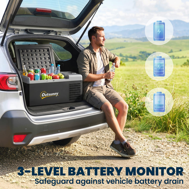 16L Portable Car Fridge, -20℃ to 10℃ Adjustable Temperature - Black/Gr