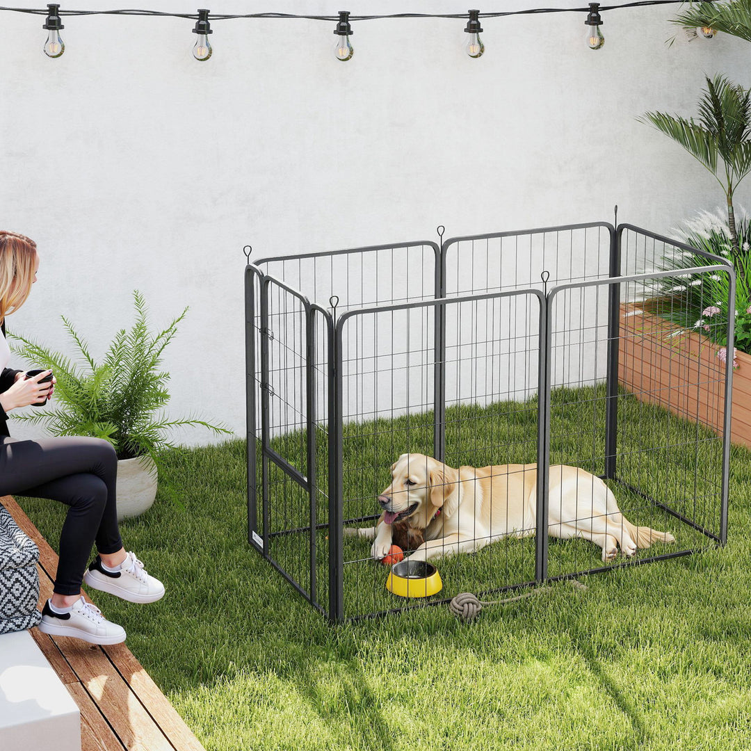 6 Panels Heavy Duty Dog Playpen with Secure Door, for Indoor Outdoor, for Garden, Camping, 100cm High