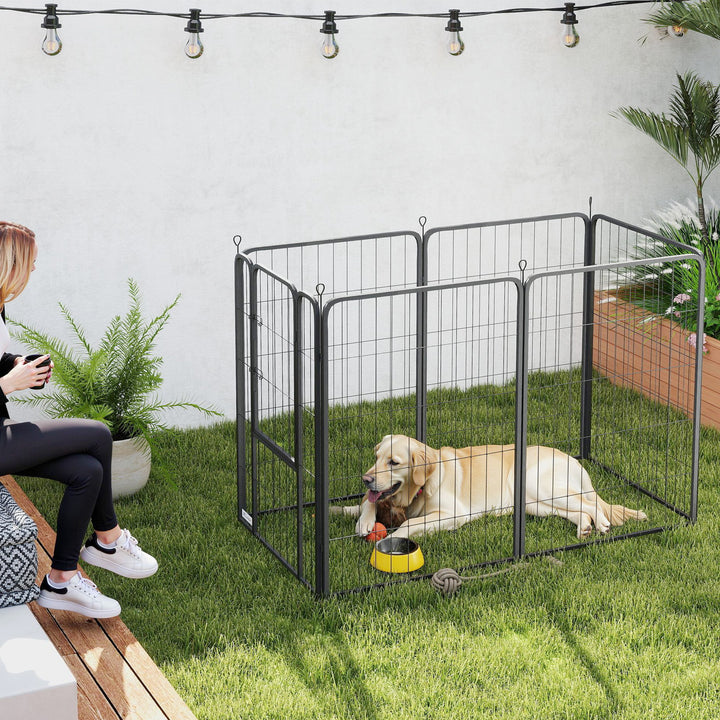 6 Panels Heavy Duty Dog Playpen with Secure Door, for Indoor Outdoor, for Garden, Camping, 100cm High