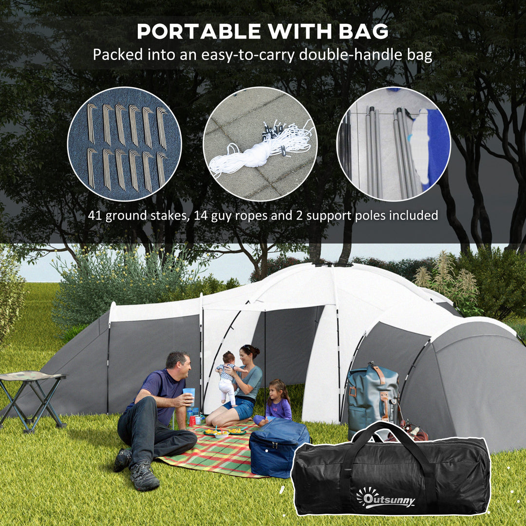 6-9 Man Tent with Bedrooms and Living Room, Accessories Included, Dark Grey
