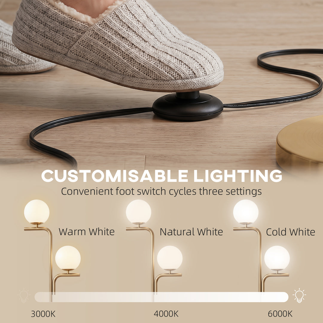 LED Floor Lamp, Modern Standing Lamp with 3 Colour Temperatures, Globe