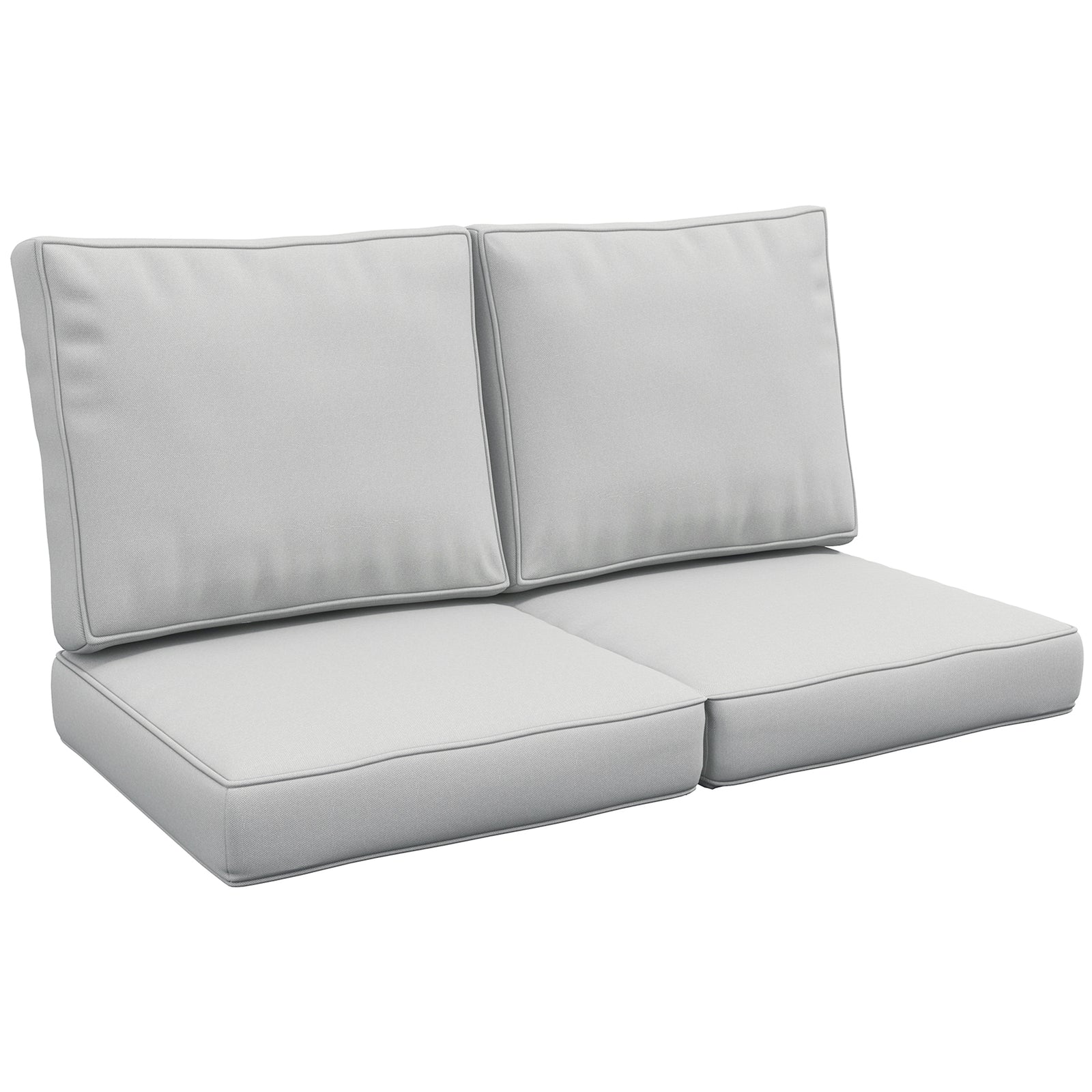 2 Seater Back and Seat Cushion Pillows Replacement, Patio Chair Cushions Set for Indoor Outdoor, Light Grey