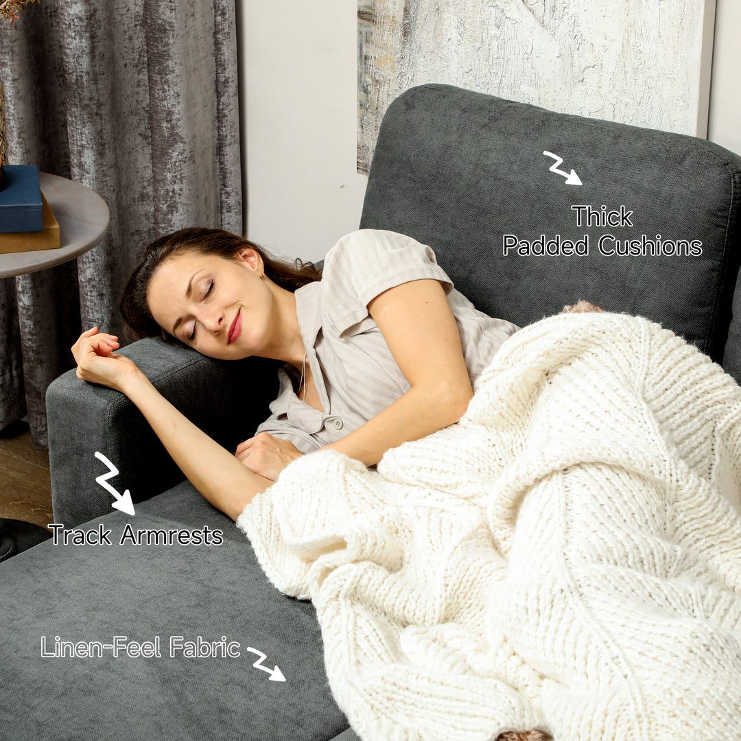 L Sofa Bed, with Storage - Charcoal Grey