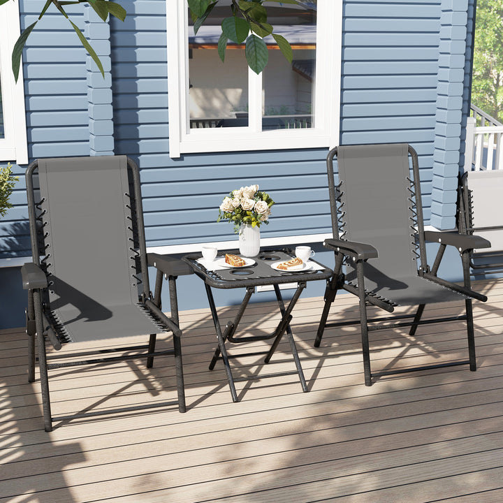 Three-Piece Garden Table and Chair Set - Dark Grey