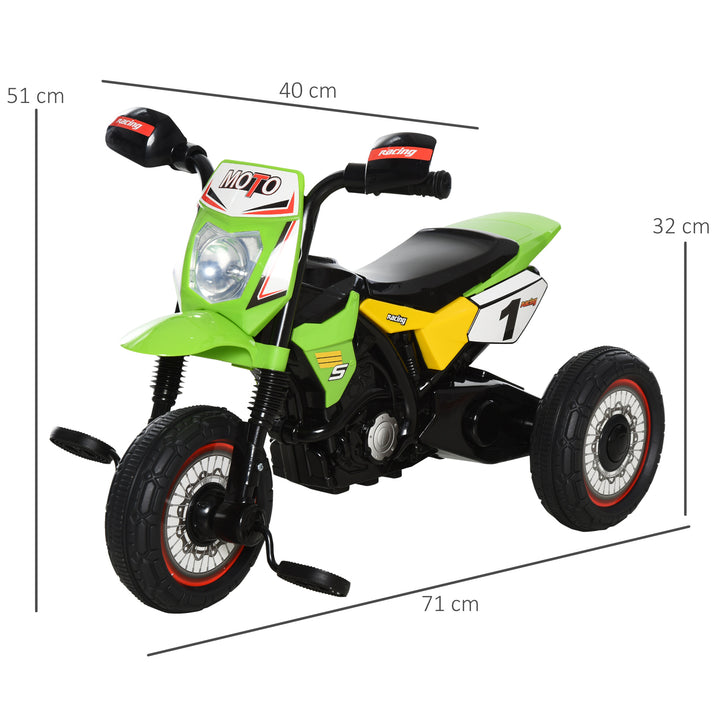 MCL Toddler Pedal Motorcycle Kids Ride On Tricycle Early Learning w/ Music Lights Handlebar Stickers Exercise Boys Girls Gift for Kids 18 - 36 Months Green