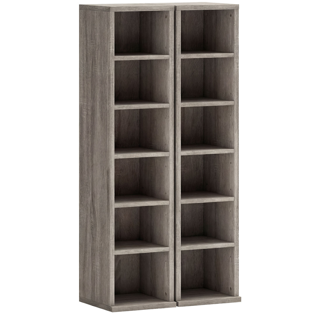 Set of 2 CD Media Display Shelf Unit Tower Rack with Adjustable Shelve