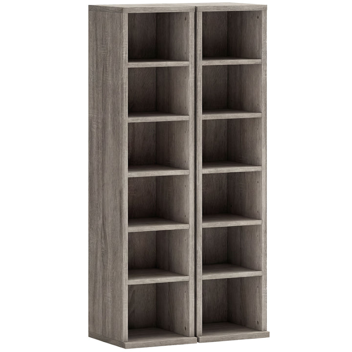 Set of 2 CD Media Display Shelf Unit Tower Rack with Adjustable Shelve