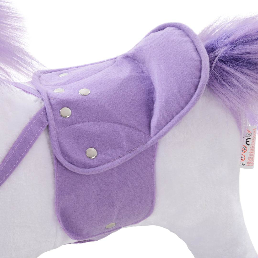 Kids Ride-On Rocking Unicorn, with Realistic Sounds, Handlebars, Purple/White
