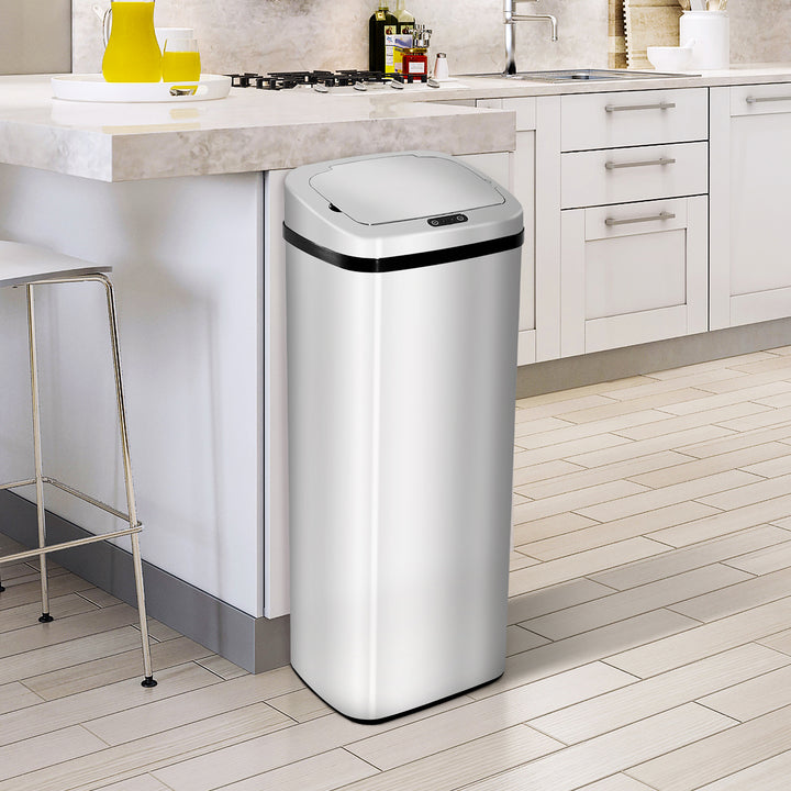 HOMCOM 50L Infrared Touchless Automatic Motion Sensor Dustbin Stainless Steel Trash Can Home Office | Aosom UK