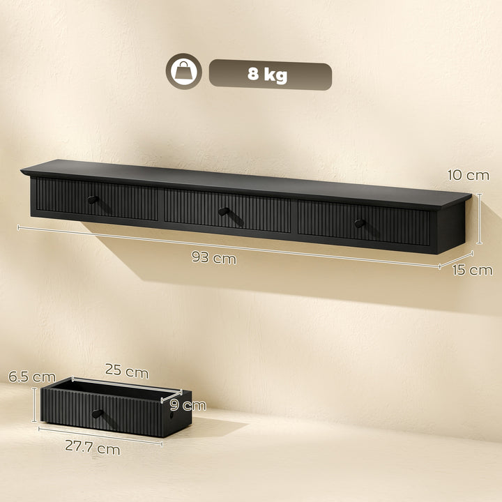 Shelf Wall-Mounted Storage Shelf Shelving Unit MDF 93 x 15 x 10 cm Ent