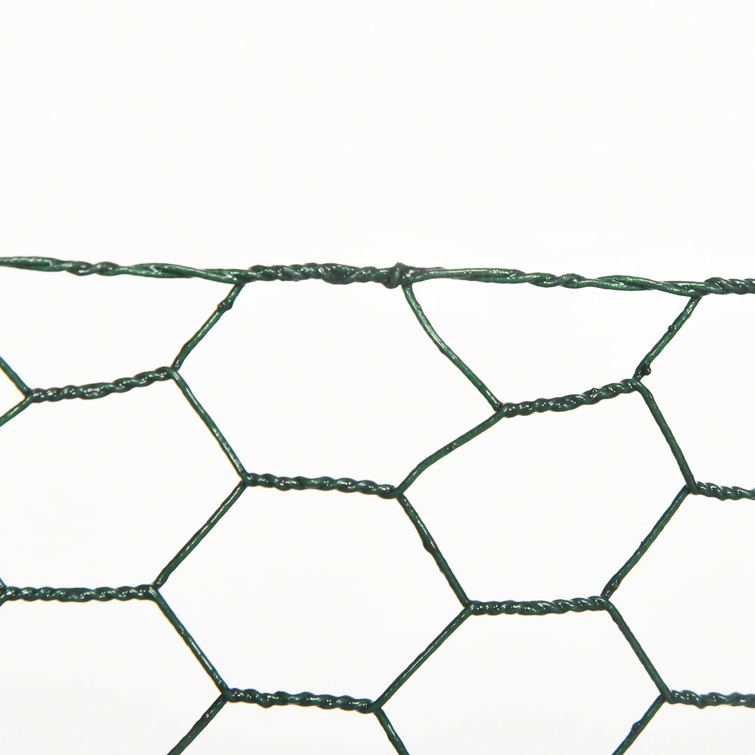 1m x 25m Chicken Wire Mesh, Foldable PVC Coated Welded Garden Fence, Roll Poultry Netting, for Rabbits, Ducks, Geese - Dark Green