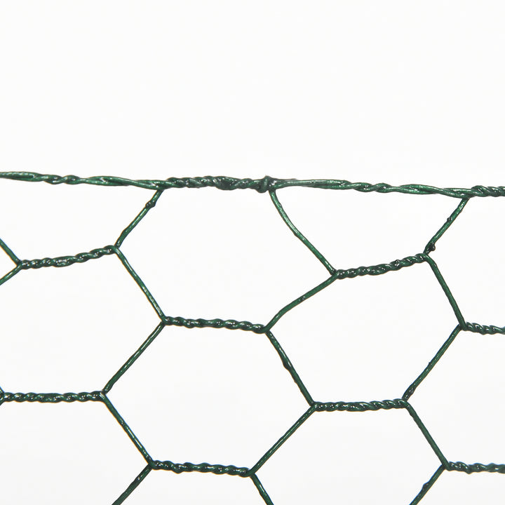 1m x 25m Chicken Wire Mesh, Foldable PVC Coated Welded Garden Fence, Roll Poultry Netting, for Rabbits, Ducks, Geese - Dark Green