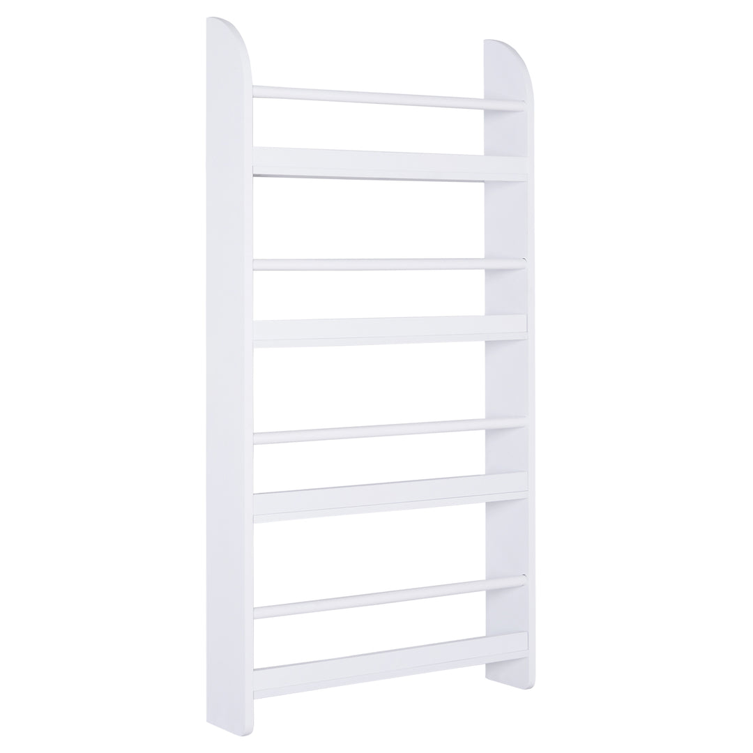 Bookcase, 4 Tier Wall Mounted Bookshelf, 15cm Depth Storage Shelving Rack for Bedroom Nursery Office Home, Accessories Supplies, White