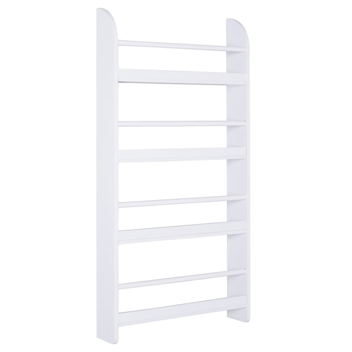 Bookcase, 4 Tier Wall Mounted Bookshelf, 15cm Depth Storage Shelving Rack for Bedroom Nursery Office Home, Accessories Supplies, White