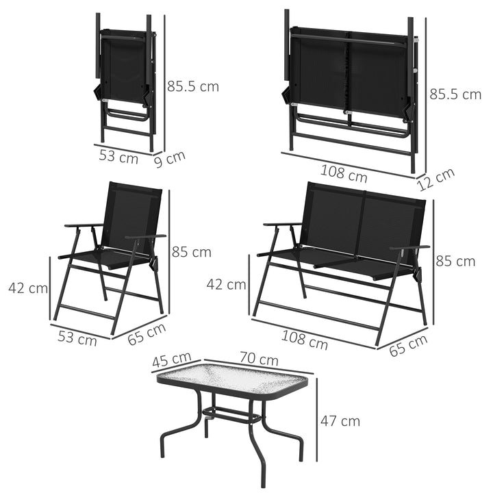 Outsunny 4 Pieces Patio Furniture Set - Black