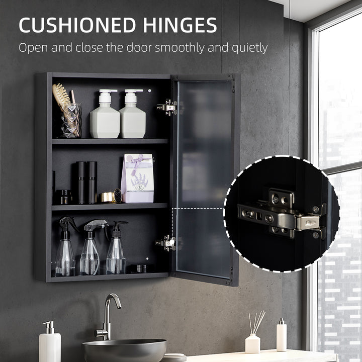 Bathroom Cabinet with Mirror, Wall Mounted Bathroom Mirror Cabinet with Storage Shelves, 40 x 12 x 60 cm, Black