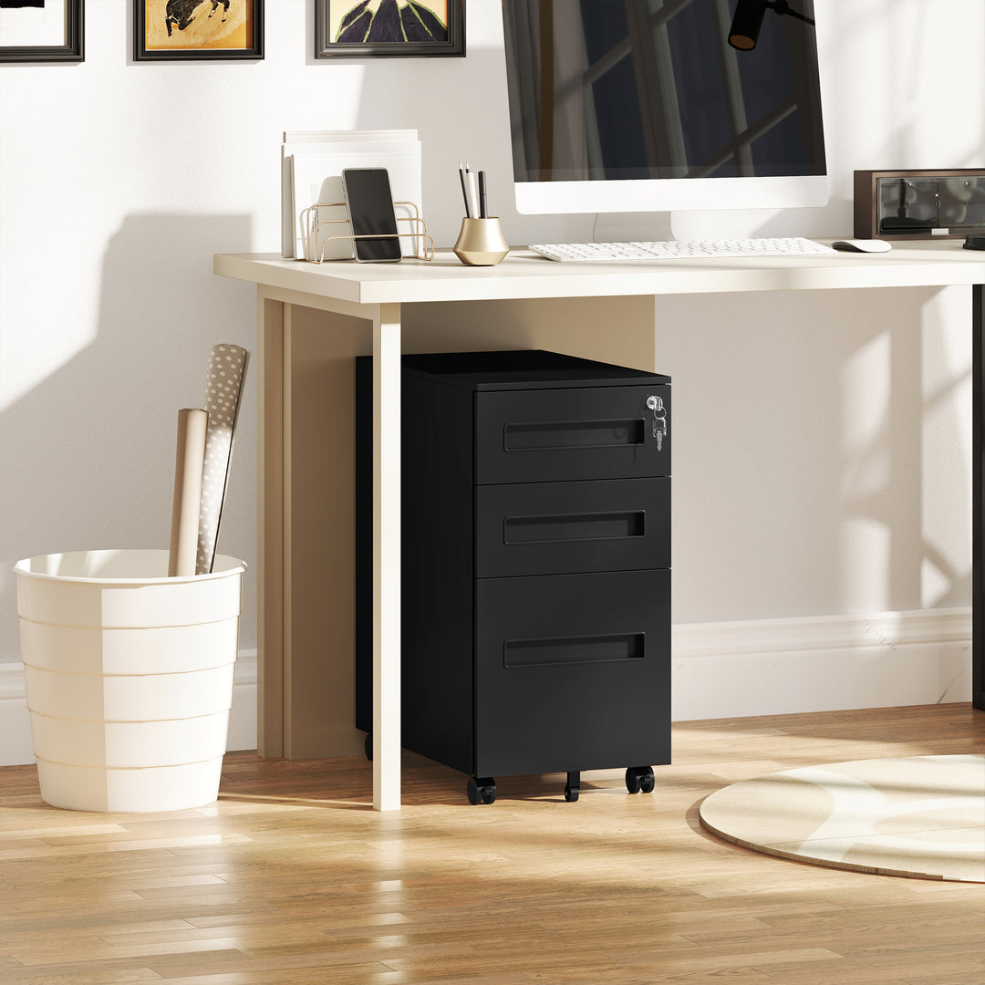 Three-Drawer Steel Filing Cabinet - Black