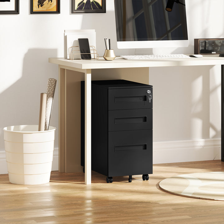 Three-Drawer Steel Filing Cabinet - Black