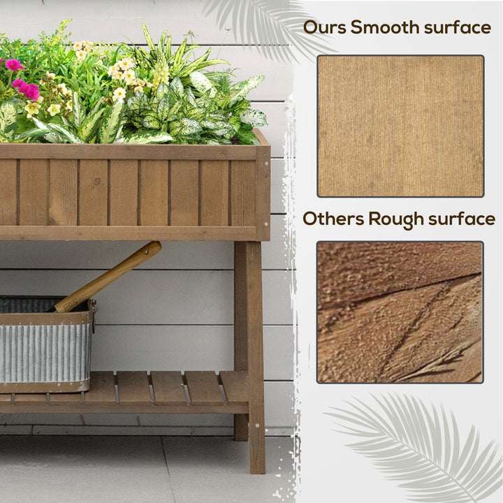 MCL Wooden Herb Planter Raised Bed Container Garden Plant Stand Bed 8 Boxes 110L x 46W x 76Hcm Brown