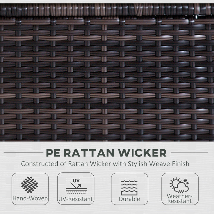 MCL 6 PC Rattan Sofa Coffee Table Set Sectional Wicker Weave Furniture for Garden Outdoor Conservatory w/ Pillow Cushion Brown