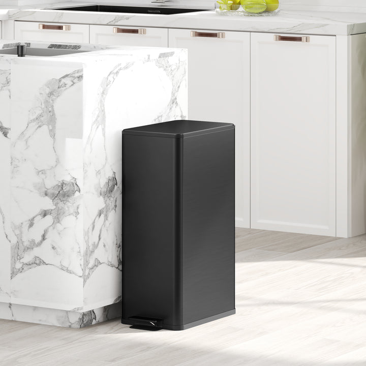 20L Kitchen Pedal Bin, Slim Stainless Steel Rubbish Bin with - view 2