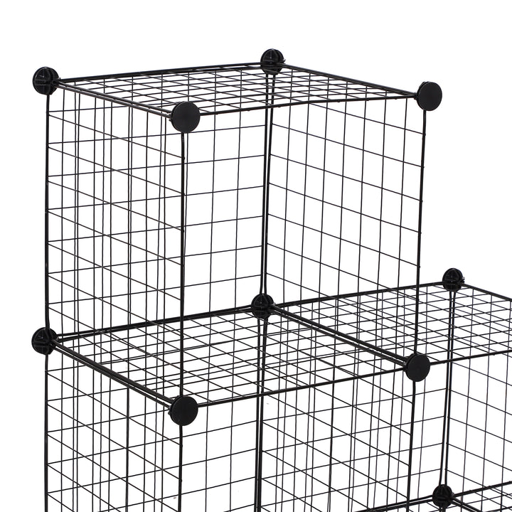 MCL DIY 6 Cube Metal Wire Rack Interlocking Storage Cabinet Living Room Organiser Display Shelves Black