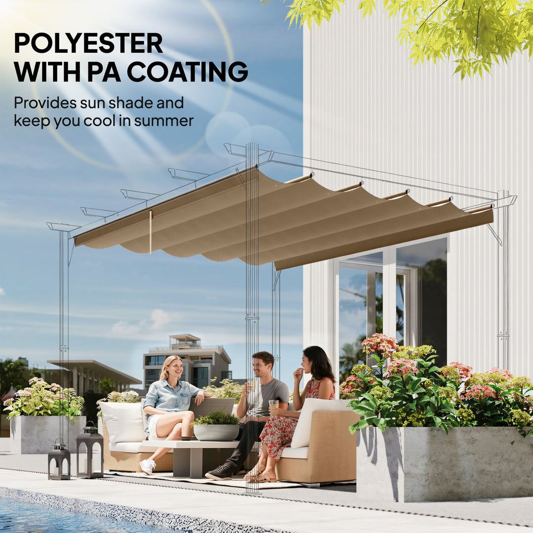 Retractable Pergola Cover, 2.55 x 2.5 m Replacement Canopy Fabric for 