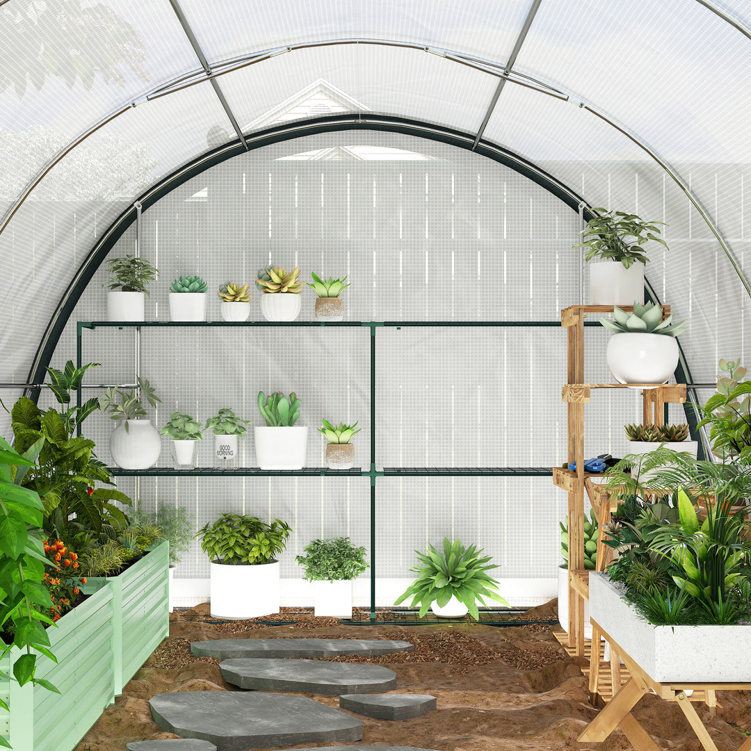 4 x 3(m) Walk-In Tunnel Greenhouse, with Accessories - White