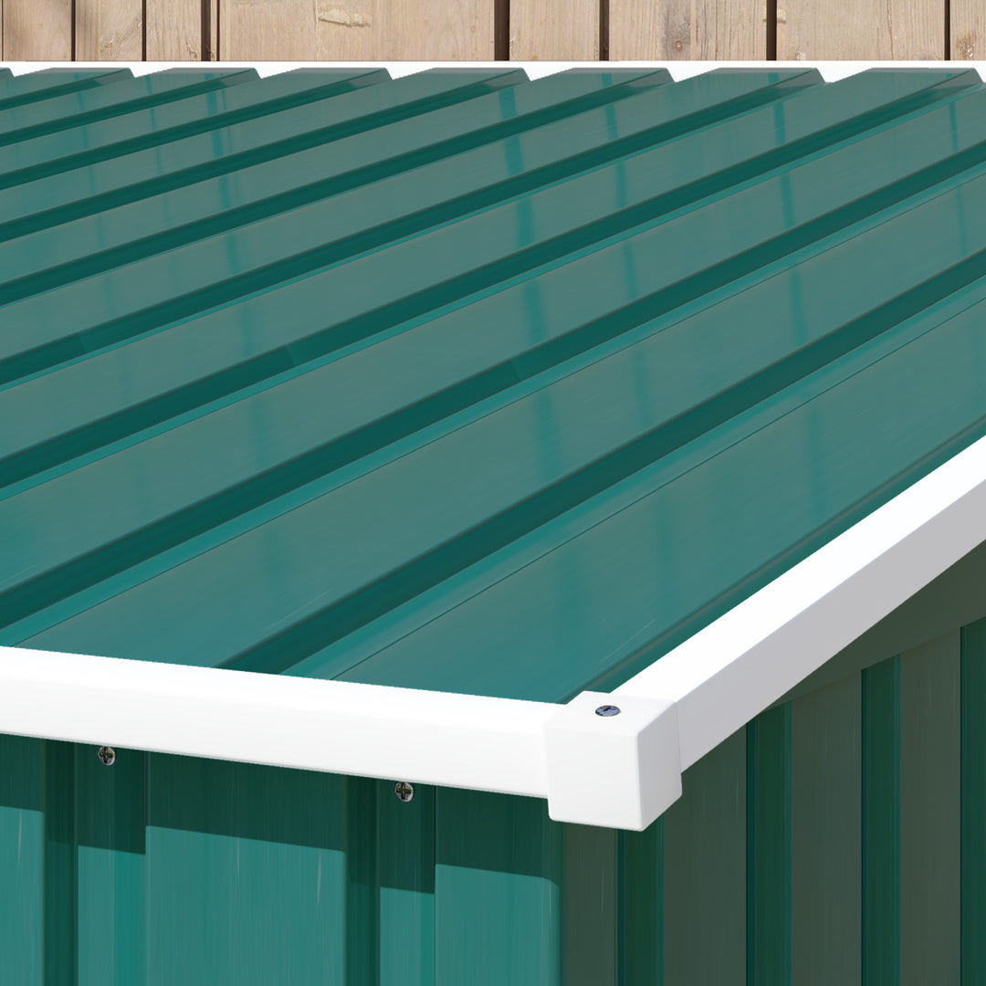 7 x 5ft Galvanised Metal Shed, with Sliding Door - Green