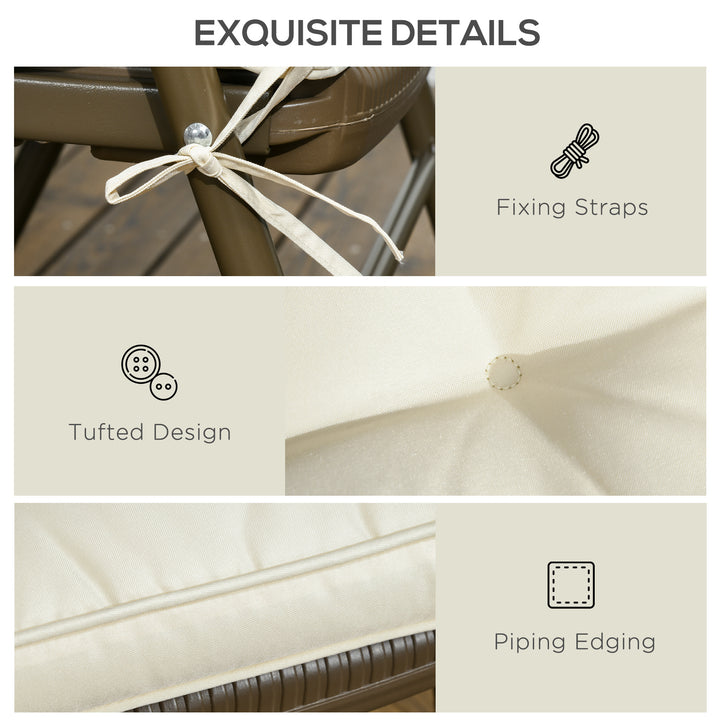 Set of 4 Garden Seat Cushion with Ties, 42 x 42cm Replacement Dining Chair Seat Pad, Cream White