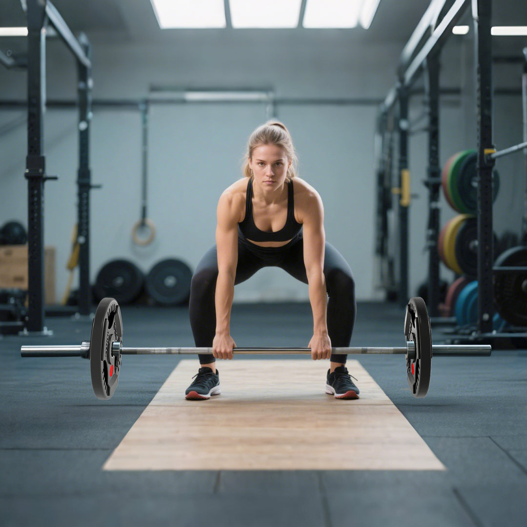 MCL Olympic Weight Plates, 2"/5cm Weight Disc Pair with Tri-Grips, 2 x 10kg Dumbbell Plates for Weightlifting and Strength Training Home Gym Fitness Workout, Black