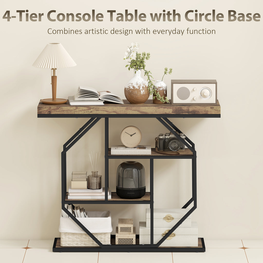 4-Tier Industrial Console Table