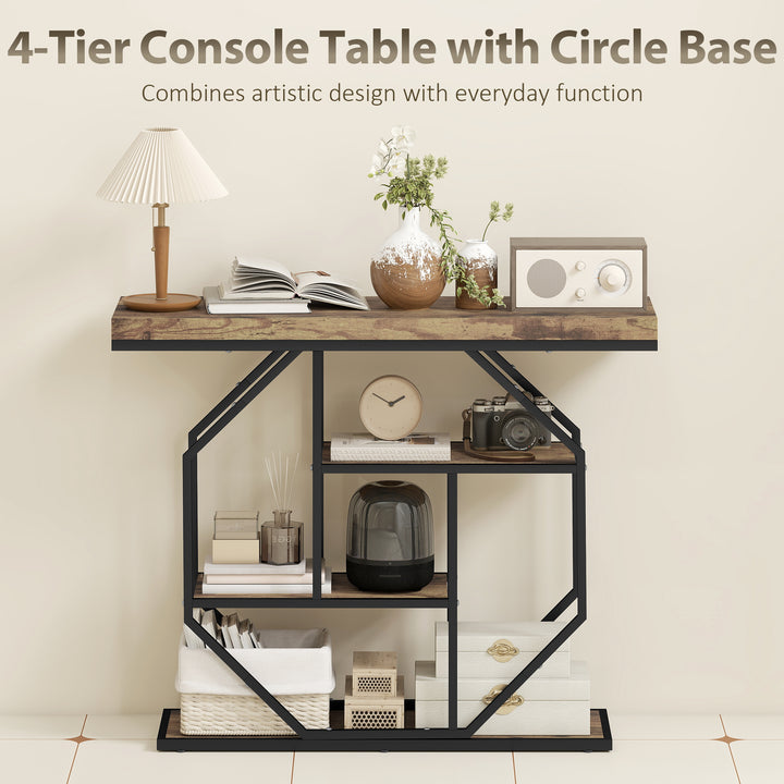 4-Tier Industrial Console Table