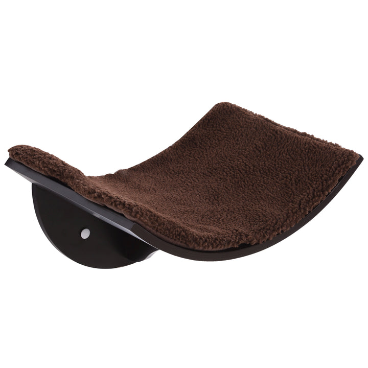Wood Cat Shelves, Wall-Mounted Cat Shelter, Curved Kitten Bed Perch Climber Furniture 41 x 28 x 21cm Brown