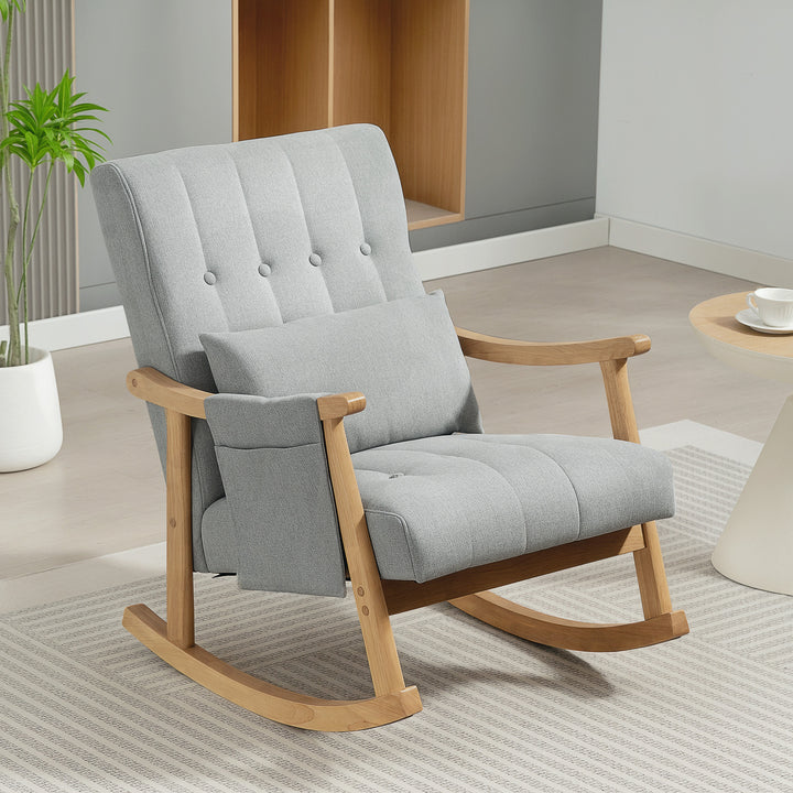 MCL Wood Frame Rocking Accent Chair - Light Grey