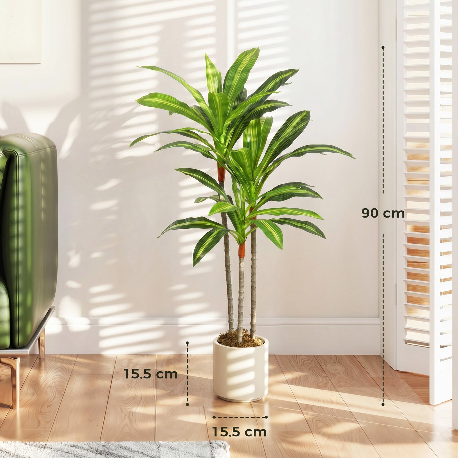 90cm Lifelike Fake Tree, Artificial Dracaena Tree with Bendable Trunks