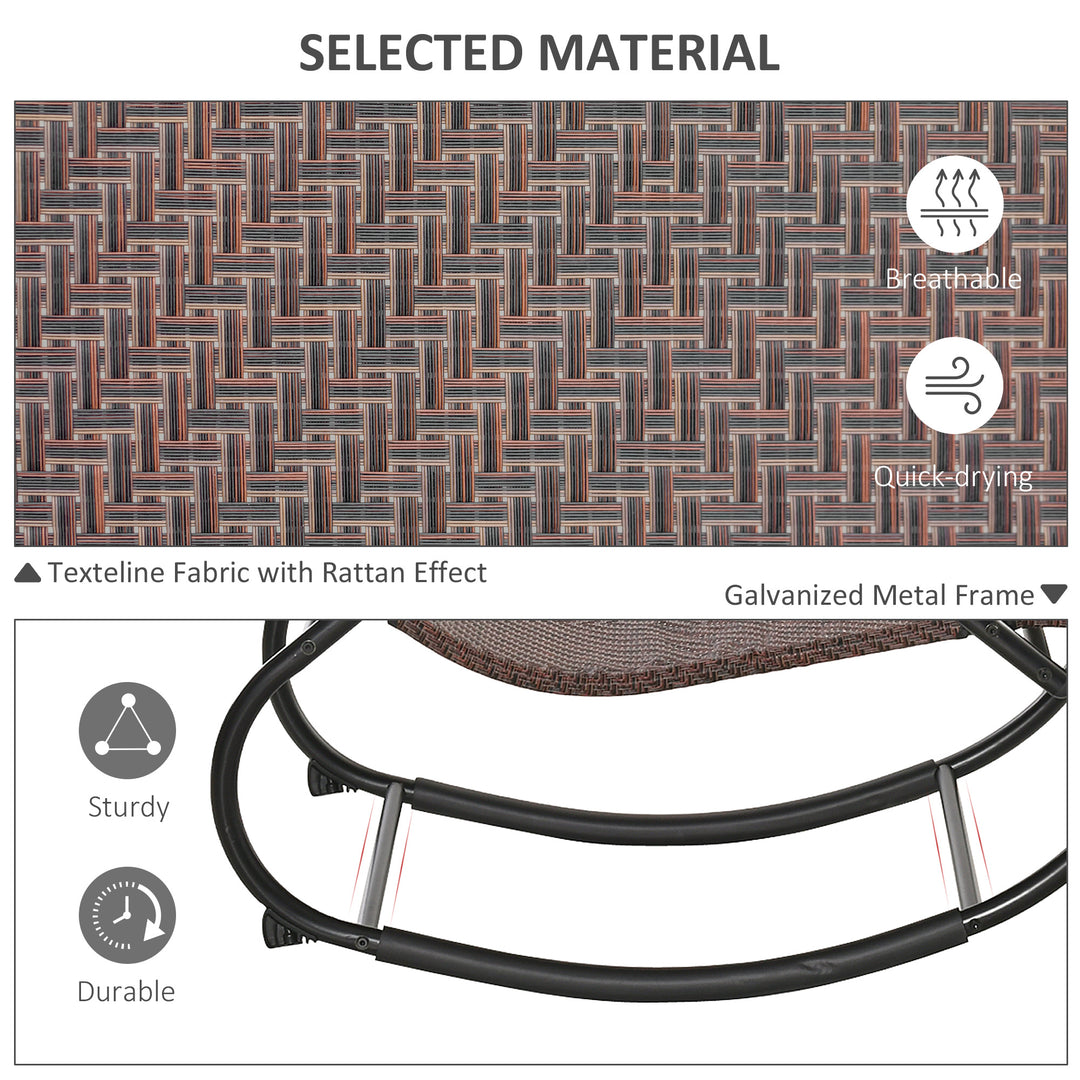 MCL Zero Gravity Rocking Lounge Chair Rattan Effect Patio Rocking Chair w/ Removable Pillow Recliner Seat Breathable Texteline - Brown