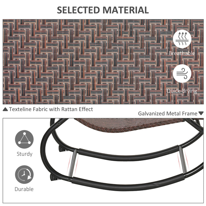 MCL Zero Gravity Rocking Lounge Chair Rattan Effect Patio Rocking Chair w/ Removable Pillow Recliner Seat Breathable Texteline - Brown