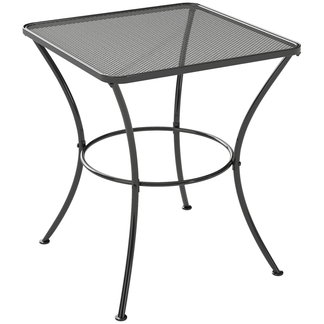 60cm Square Garden Table, Outdoor Metal Bistro Side Desk with Mesh Top