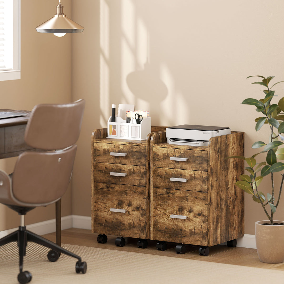 3 Drawer Filing Cabinet, Rolling File Cabinet with Edged Top for Lette