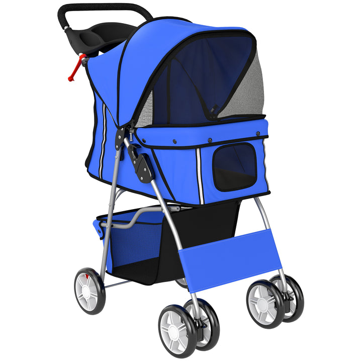Dog Pram, Pet Stroller with Reflective Strips, Foldable Cat Stroller w