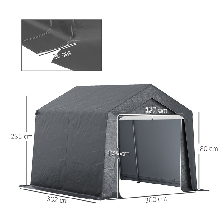 3.6 x 2.1m Portable Outdoor Shed, with Window - Dark Grey