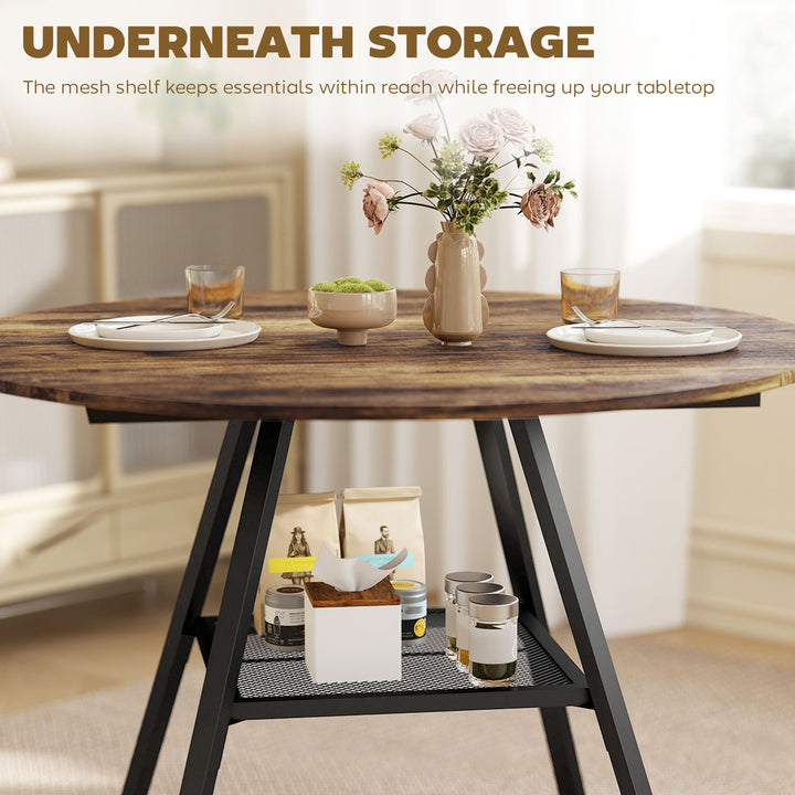 Dining Table for 4 People, 100 cm Round Industrial Kitchen Table with 