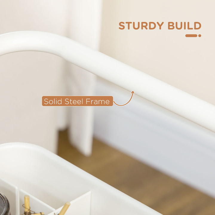 MCL Three-Tier Home Trolley, with Handle and Wheels - White