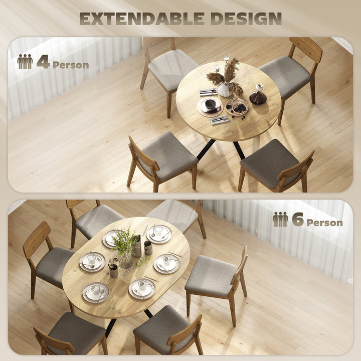 Extendable Dining Table for 4-6, Industrial Kitchen Dinner Table with 