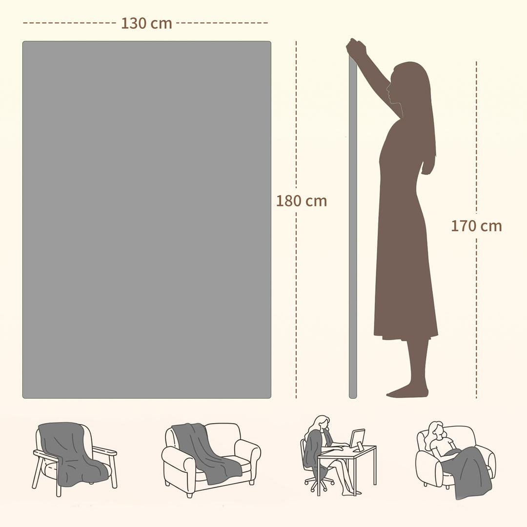 MCL Heated Blanket 180 x 130cm, Electric Throw Blanket with 10 Heat Levels and 10H Timer, Machine Washable Flannel and Cotton Velvet with Overheat Protection, Grey