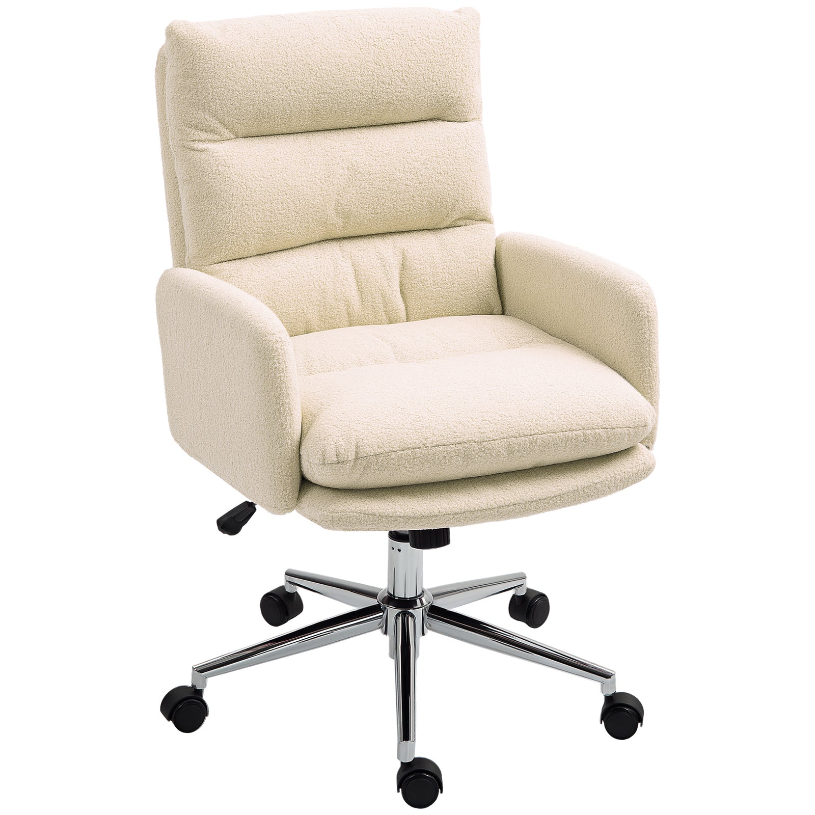 91-99cm Sherpa Fleece Office Chair - Cream White