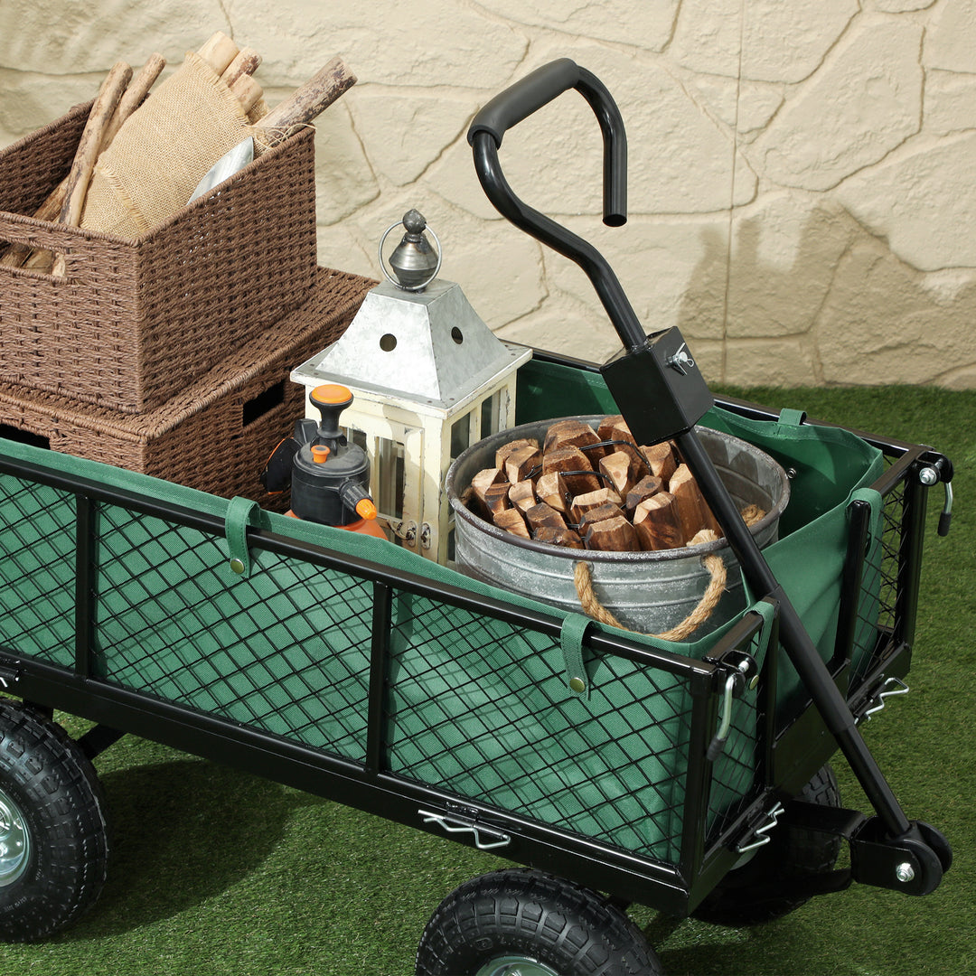 114L Steel Frame Garden Cart Trolley - Green