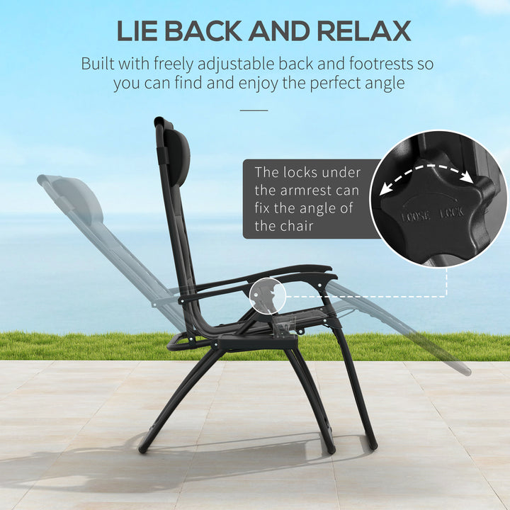 Zero Gravity Lounger Chair, Folding Reclining Patio Chair with Padded Seat, Cup Holder, Soft Cushion and Headrest for Poolside, Camping, Black