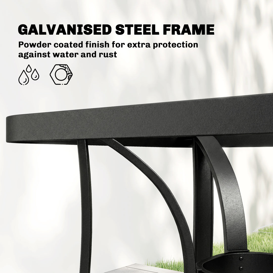 Garden Dining Set for 4 with Umbrella Hole, Stackable Chairs and Recta